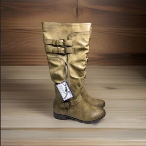 NWT White Mountain Ranger Mid Brown Burnished Smooth Side Zip Boots Women's 6.5